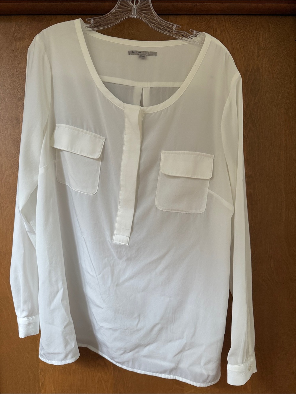 GAP White Long-Sleeve Pocket Blouse